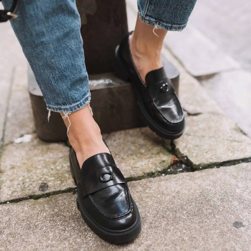 Coach Leah Loafer Black Patent Leather
